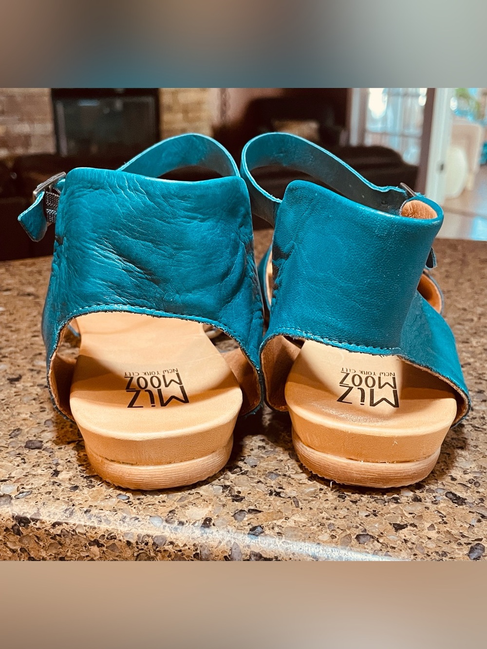 Boho Summer Fall Antony Flat Miz Mooz Leather Marine Teal Gladiator Sandal Sz 9 - Picture 8 of 10